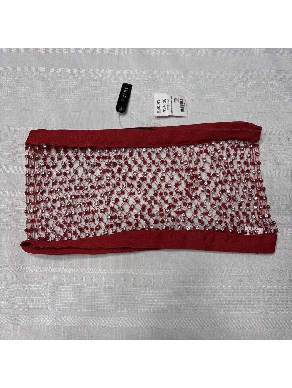 NWT-Akira Red Rhinestone Tube Top -Size Large